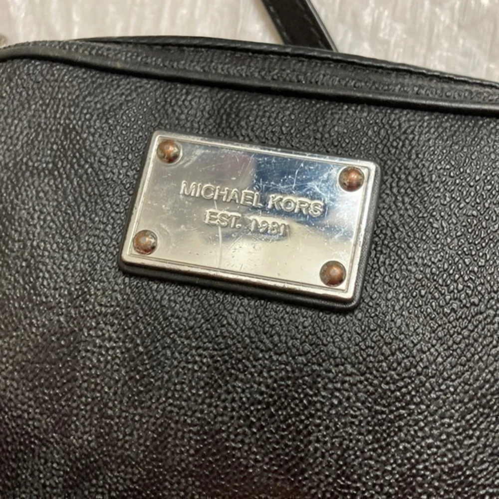 Michael kors gray black signature MK mini crossbody bag